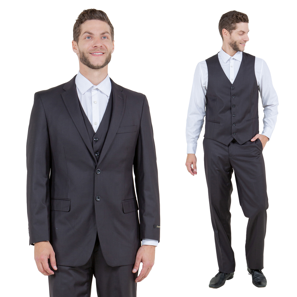 Modern Fit 3pc Mens Suit Set by Demantie, Dark Gray